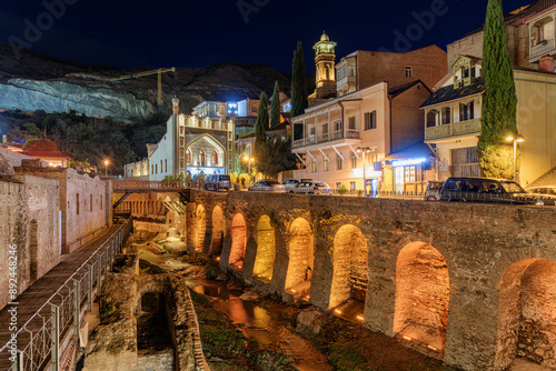 Night view of Leghvtakhevi Gorge in Old Town of Tbilisi