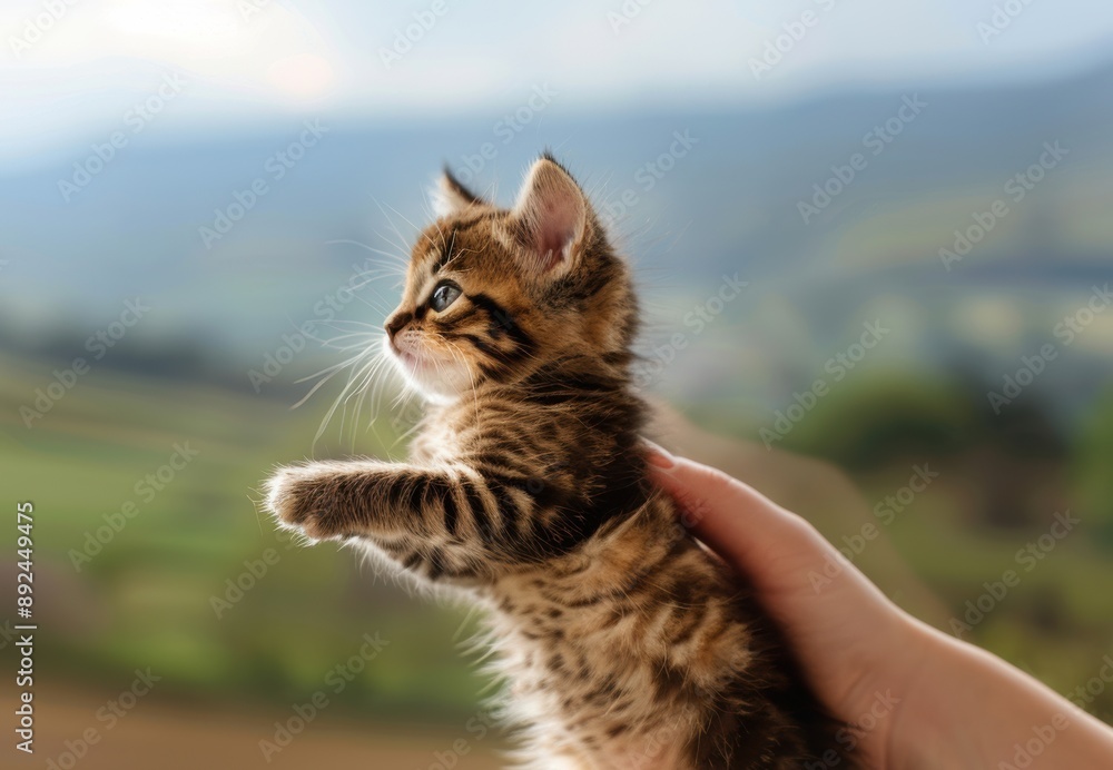 A tiny kitten is playfully pouncing on a feather toy, its mischievous expression and lithe movements captured perfectly. A tiny kitten is playfully pouncing on a feather toy, its mischievous expression and lithe movements captured perfectly.