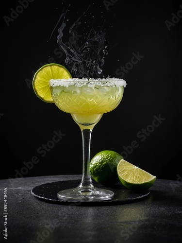 Classic Margarita cocktail, consisting of tequila, triple sec, and lime juice photo