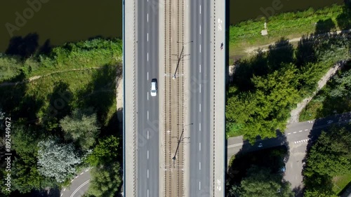 Aerial View of Bridge with Traffic Flow