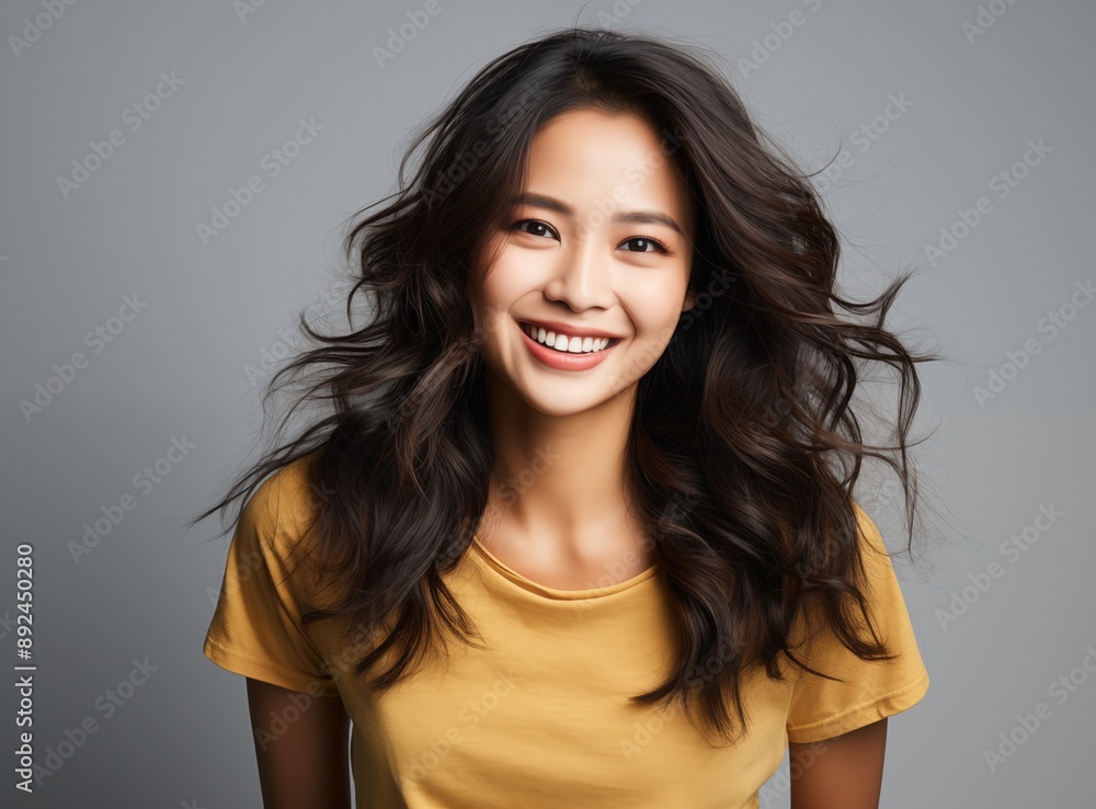 Portrait of a beautiful smiling Asian woman looking at the camera Portrait of a beautiful smiling Asian woman looking at the camera