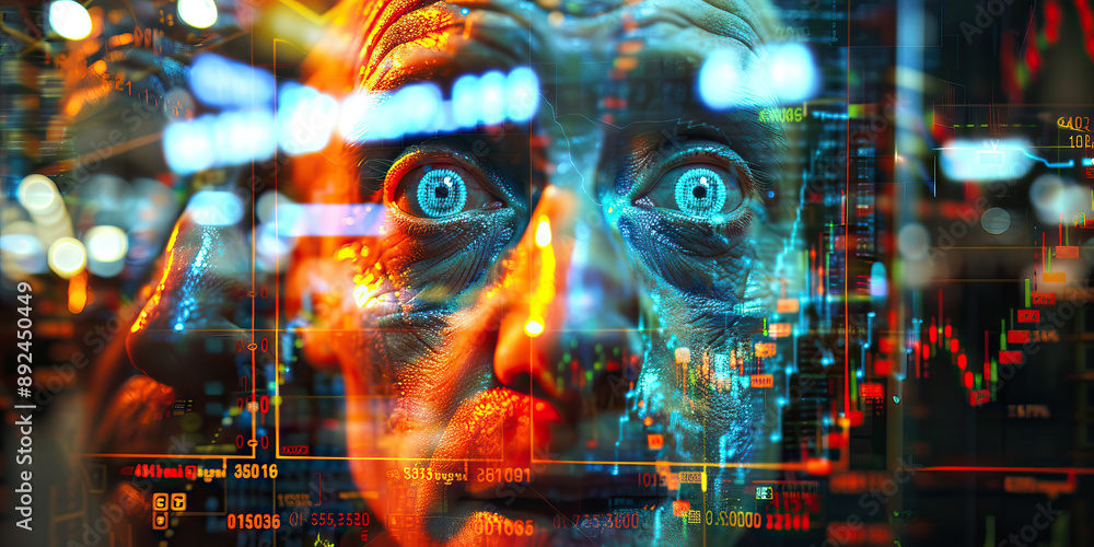 The Mirror of Market Manipulation: A three-way mirror with reflections of market graphs, hinting at manipulation The Mirror of Market Manipulation: A three-way mirror with reflections of market graphs, hinting at manipulation