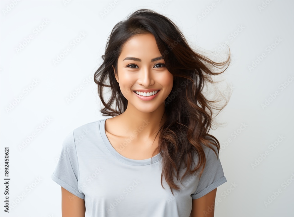 Portrait of a beautiful smiling Asian woman looking at the camera Portrait of a beautiful smiling Asian woman looking at the camera