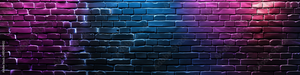Naklejka premium brick wall with vibrant neon lights
