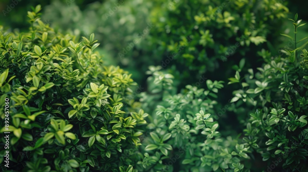 A close-up of a bush with lush green leaves, perfect for nature and gardening related images A close-up of a bush with lush green leaves, perfect for nature and gardening related images