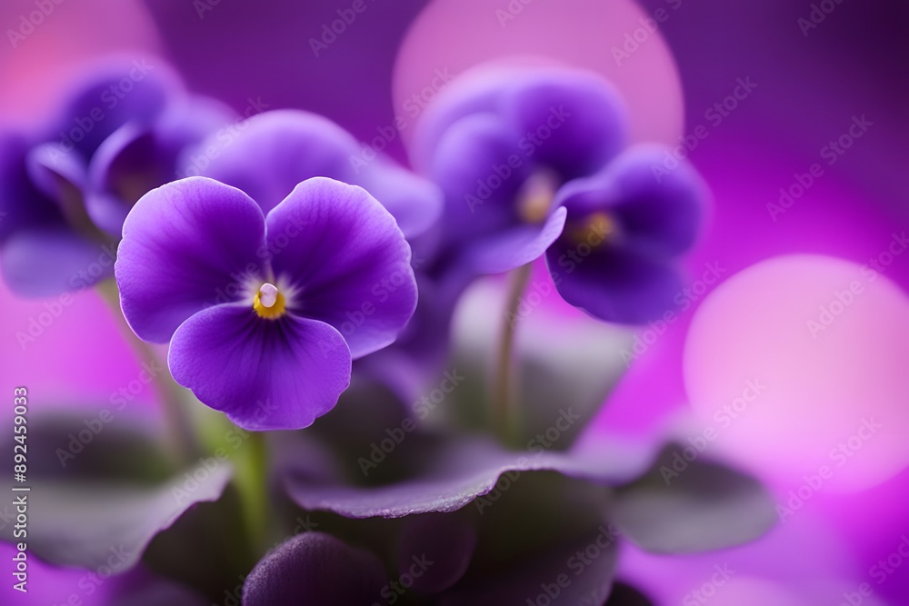 African violet green bokeh background, AI Generated African violet green bokeh background, AI Generated