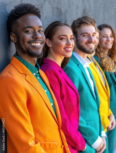 A group of people standing next to each other, forming a line or cluster