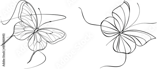 A beautiful flying moth for well being beauty or spa salon logo concept in simple linear style.