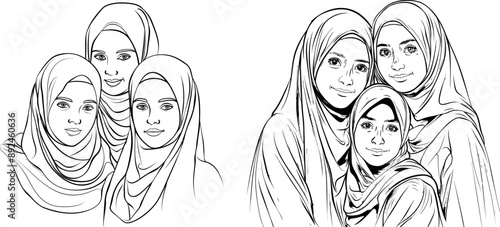 An illustration of three friends enjoying vacation together looking at a camera.