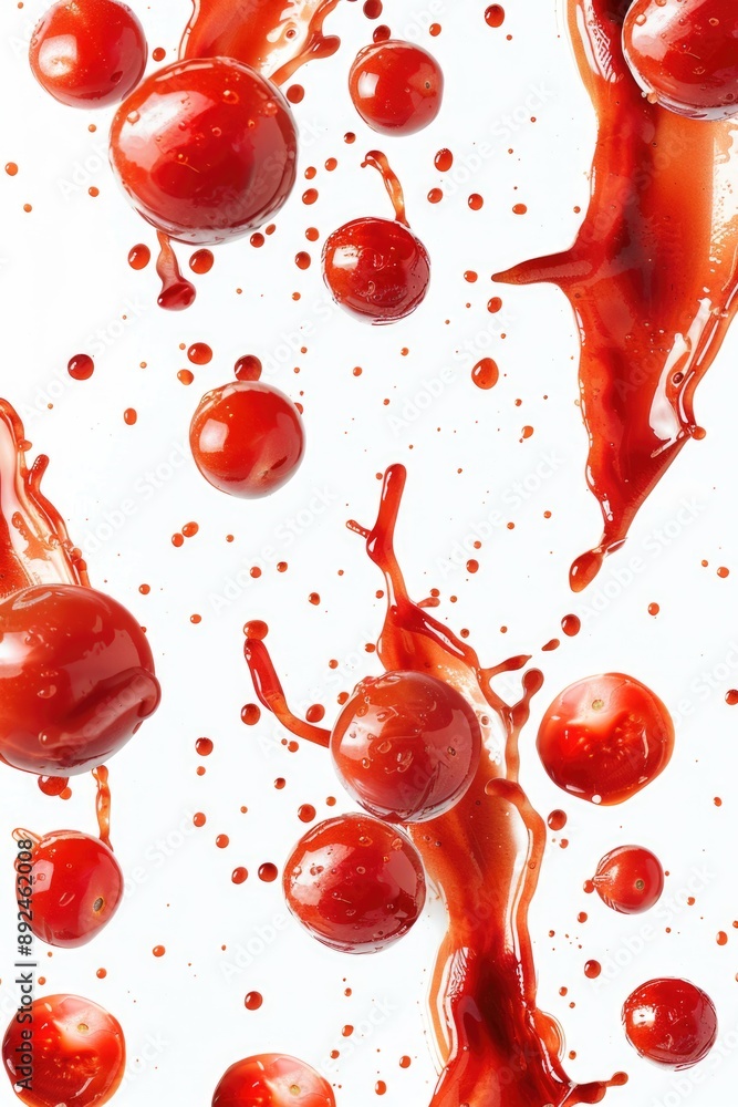 A group of cherries splashed with liquid, perfect for food or cosmetic use A group of cherries splashed with liquid, perfect for food or cosmetic use