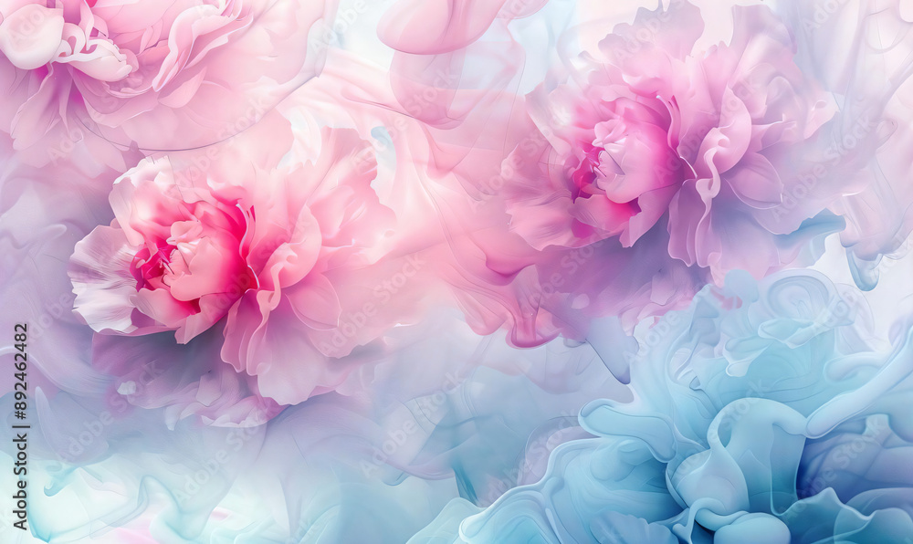 Abstract Peony Flowers with Smoke. Abstract Peony Flowers with Smoke.