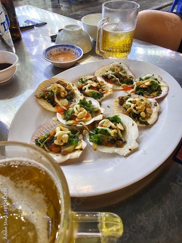 asian vietnam grill food scallop clam