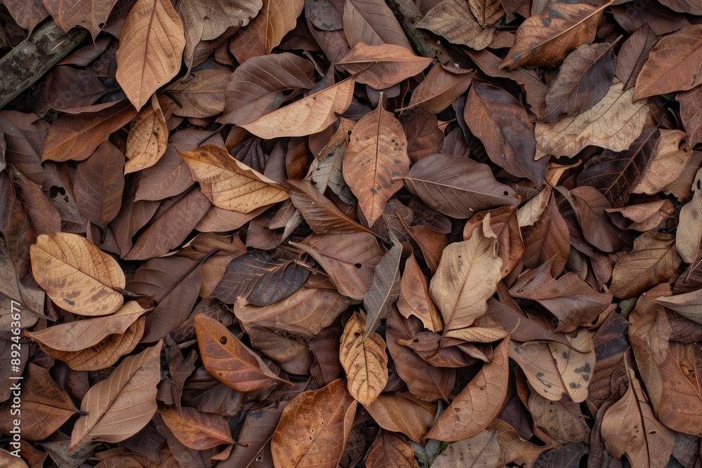 tropical fallen dry brown leaves in the wood - generative ai tropical fallen dry brown leaves in the wood - generative ai