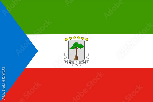 flag of African country of Equatorial Guinea with tree and stars . Equatorial Guinea flag simple illustration for independence day or election
