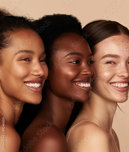 Portrait of beautiful cheerful multiethnic women