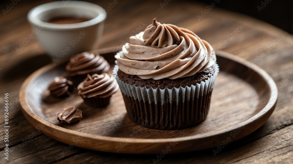 an image of a single perfectly frosted nutella cupcake background