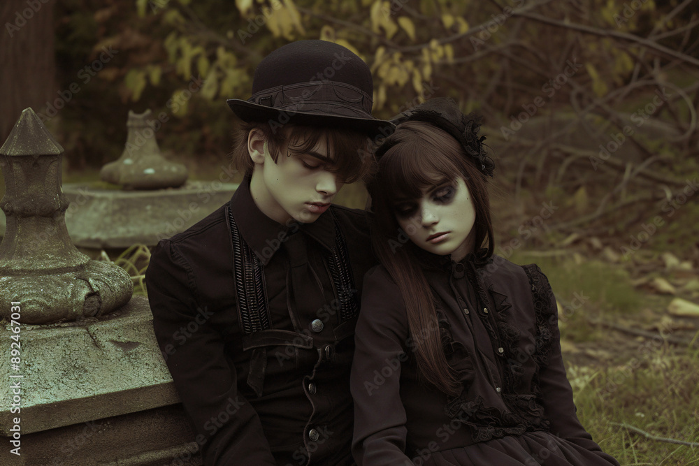 Fototapeta premium group of spooky gothic characters