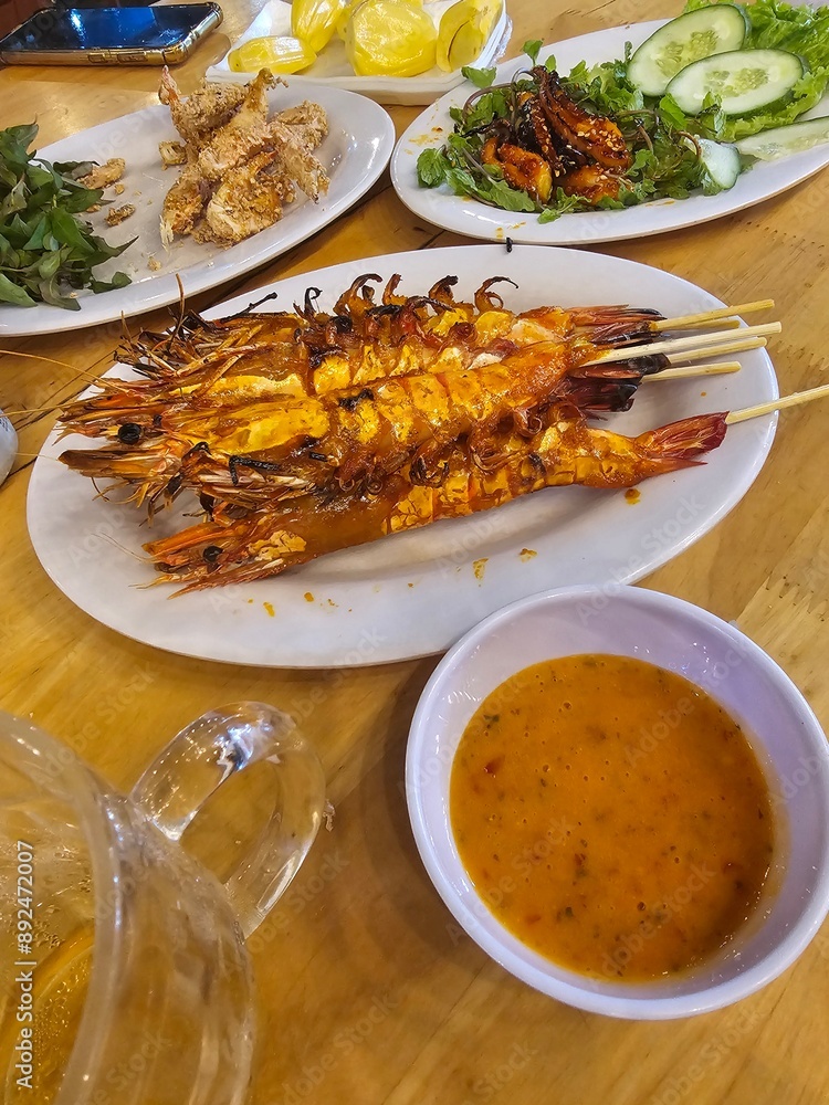 vietnam asian seafood shrimp grill grilled food