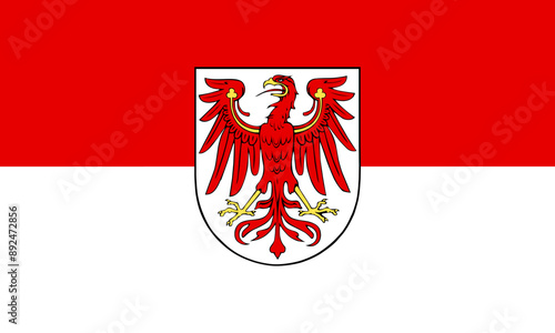 flag of Brandenburg . Federal Republic of Germany. Original and simple flag isolated vector in official colors and Proportion Correctly. Vector illustration