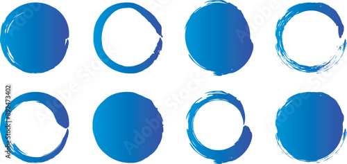 筆ペンの円・線のイラスト素材　丸　ベクター　筆文字　Vector illustration set of handwritten brushstrokes dirty circles and lines.