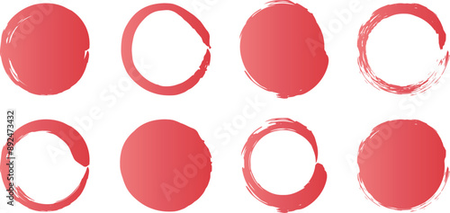 筆ペンの円・線のイラスト素材　丸　ベクター　筆文字　Vector illustration set of handwritten brushstrokes dirty circles and lines.