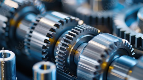 Close-up of interlocking metal gears within industrial machinery, showcasing the intricacies and precision of mechanical engineering.