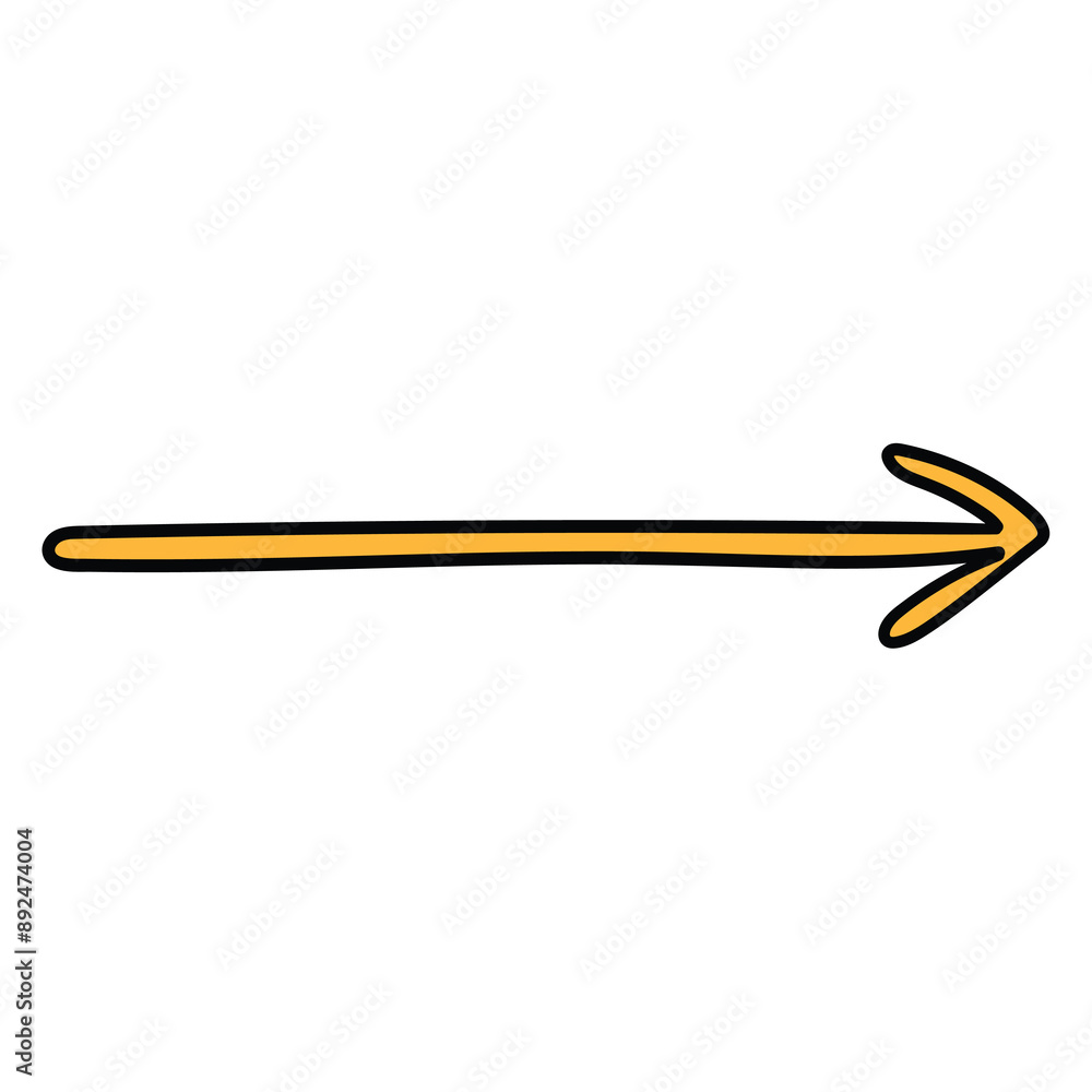 Hand drawn cartoon orange arrow on white background. Hand drawn cartoon orange arrow on white background.