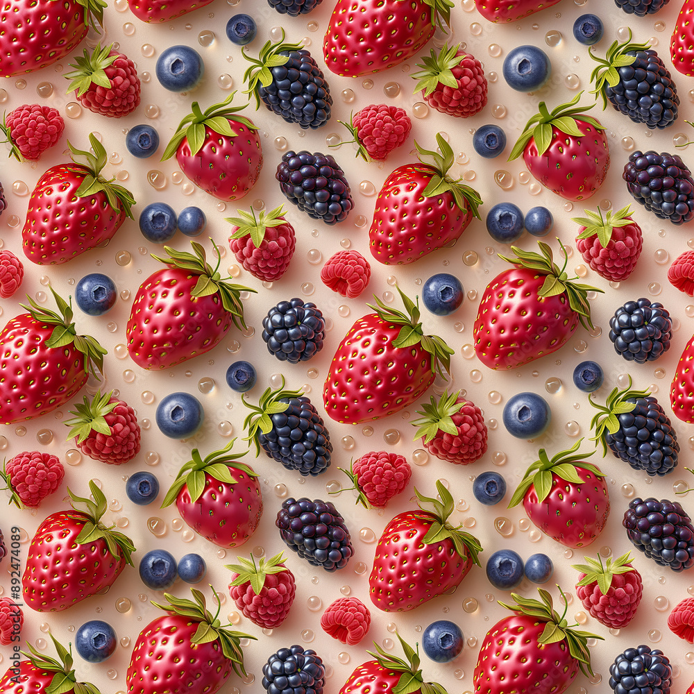 Fresh summer berries arranged in a pattern on a white background Fresh summer berries arranged in a pattern on a white background