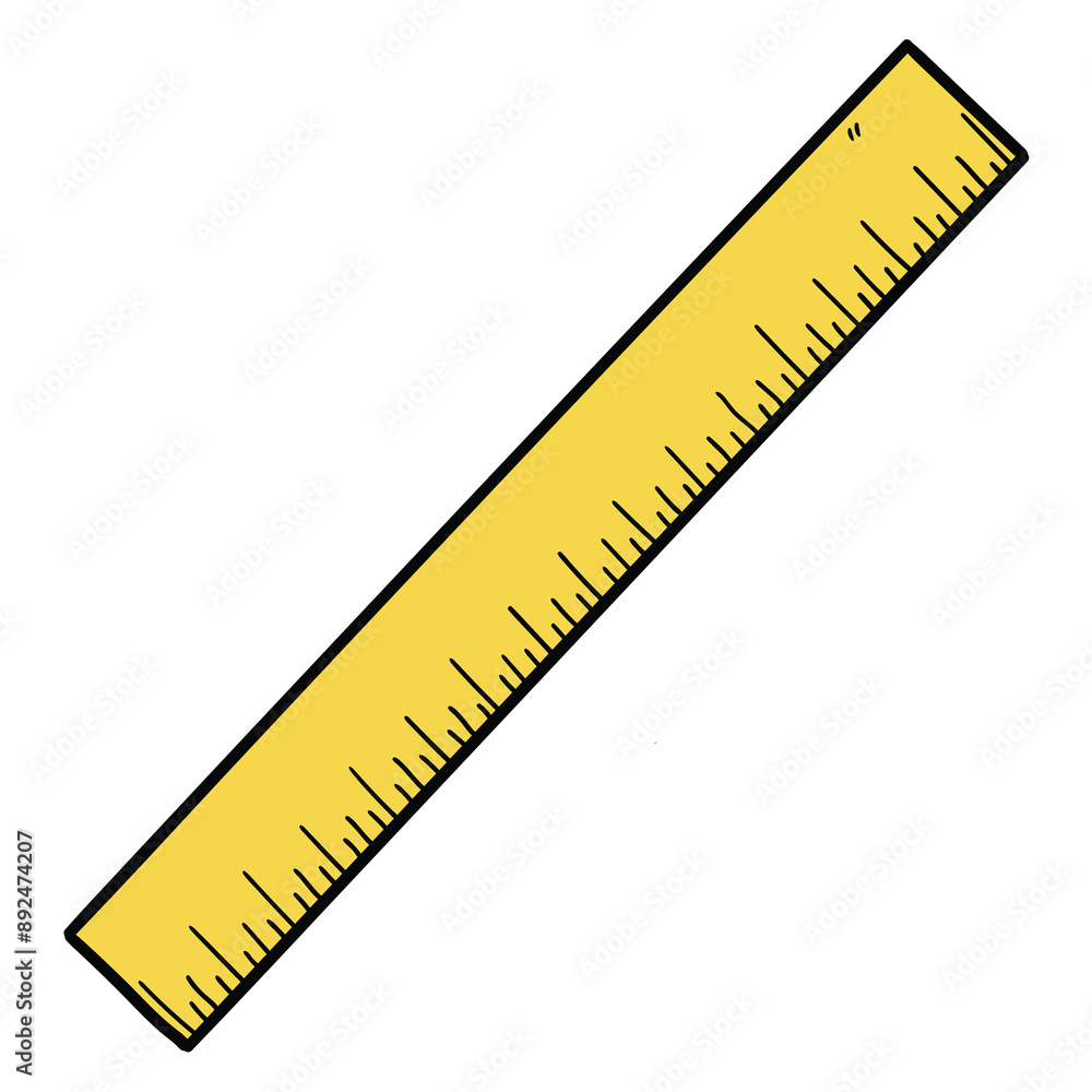 Hand drawn cartoon yellow ruler on a white background. Hand drawn cartoon yellow ruler on a white background.
