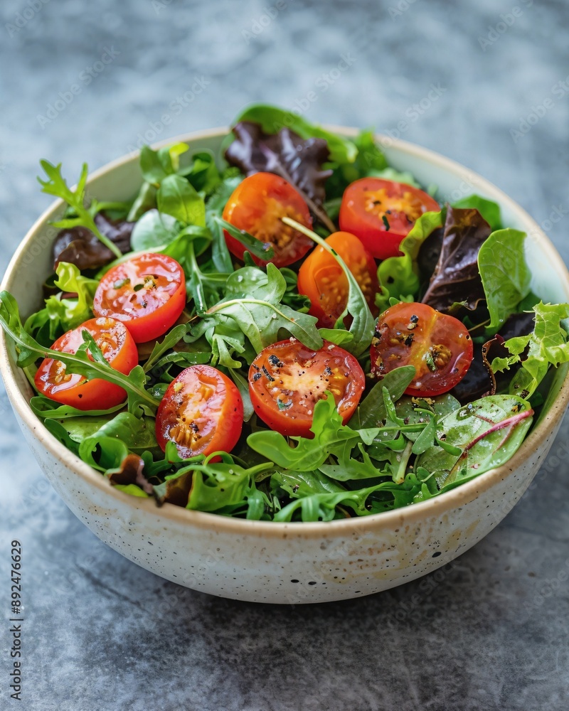 a bowl of salad with tomatoes and lettuce a bowl of salad with tomatoes and lettuce