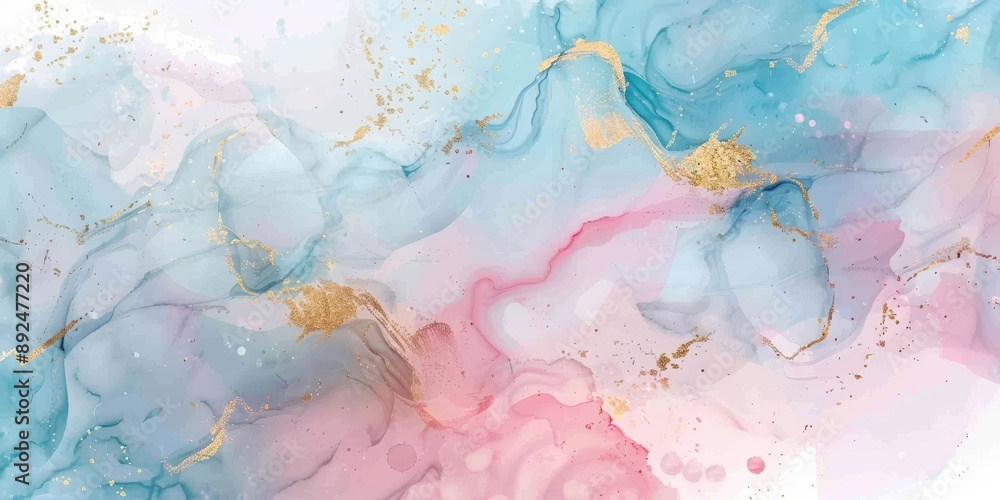 Fototapeta premium Stunning abstract marble painting features flowing blue and pink shades, perfect for artistic decor.