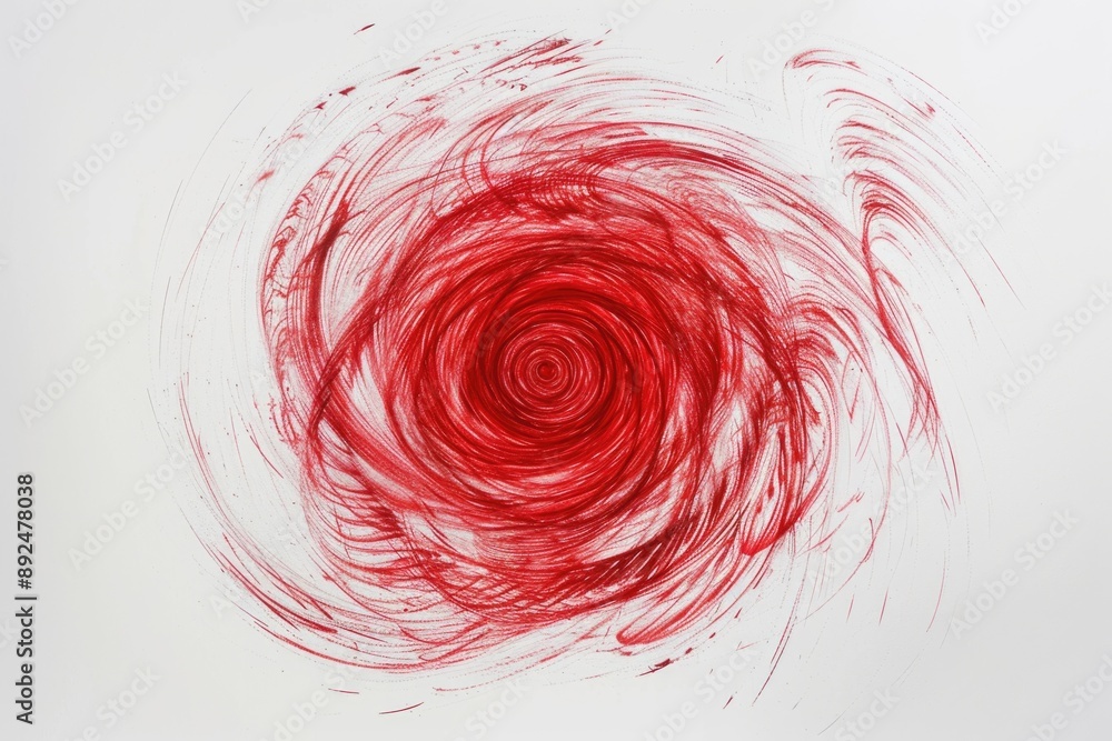 A simple design featuring a red spiral on a white surface, great for use in presentations or as a background A simple design featuring a red spiral on a white surface, great for use in presentations or as a background