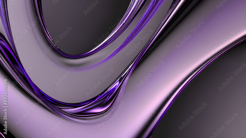 Obraz premium captivating texture: abstract background with smooth undulating lines, shimmering purple and violet hues, evoking liquid metal and futuristic glossy surface