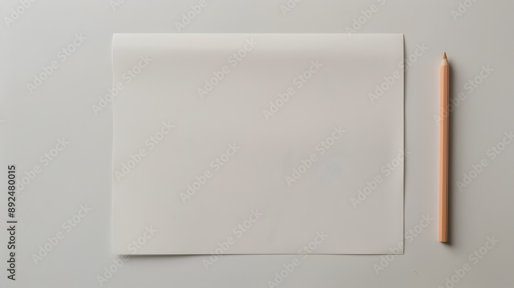 Blank canvas paper sheet and pencil on minimalist studio workspace Blank canvas paper sheet and pencil on minimalist studio workspace