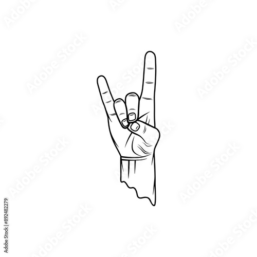 black and white apana mudra right hand gesture vector line art