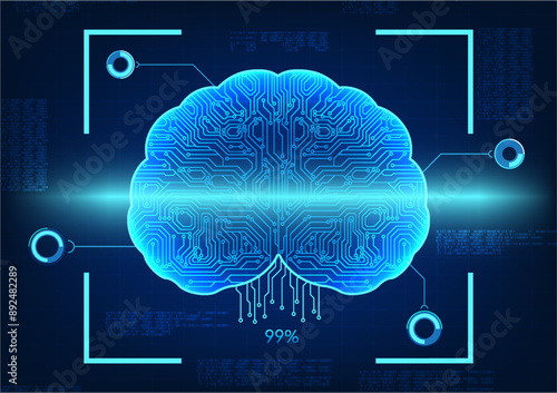 Artificial intelligence technology that scans the brain of an AI, which is a technological circuit, shows the search for cyber information on the internet. Analyze and convert into information