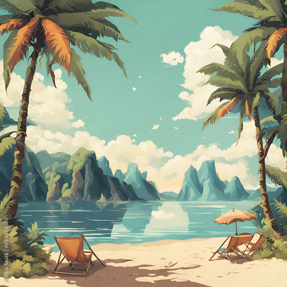 beach with palm trees