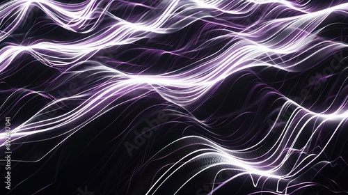 bstract pattern of glowing white and deep purple lines on a black canvas, creating a visually stunning space for text