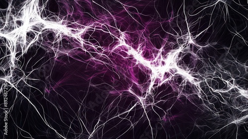 bstract pattern of glowing white and deep purple lines on a black canvas, creating a visually stunning space for text
