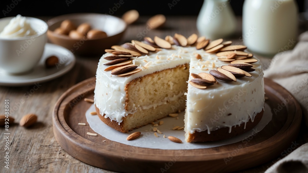 an image of a single perfectly frosted almond joy coco background an image of a single perfectly frosted almond joy coco background