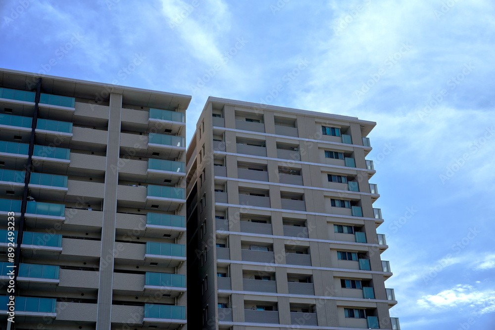 Photographs of apartment(condominium) buildings. The photograph is designed for composition and perspective. Photographs of apartment(condominium) buildings. The photograph is designed for composition and perspective.