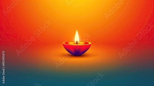 vibrant festive gradient background with diwali diya glowing lit candle lamp hindu festival celebration concept