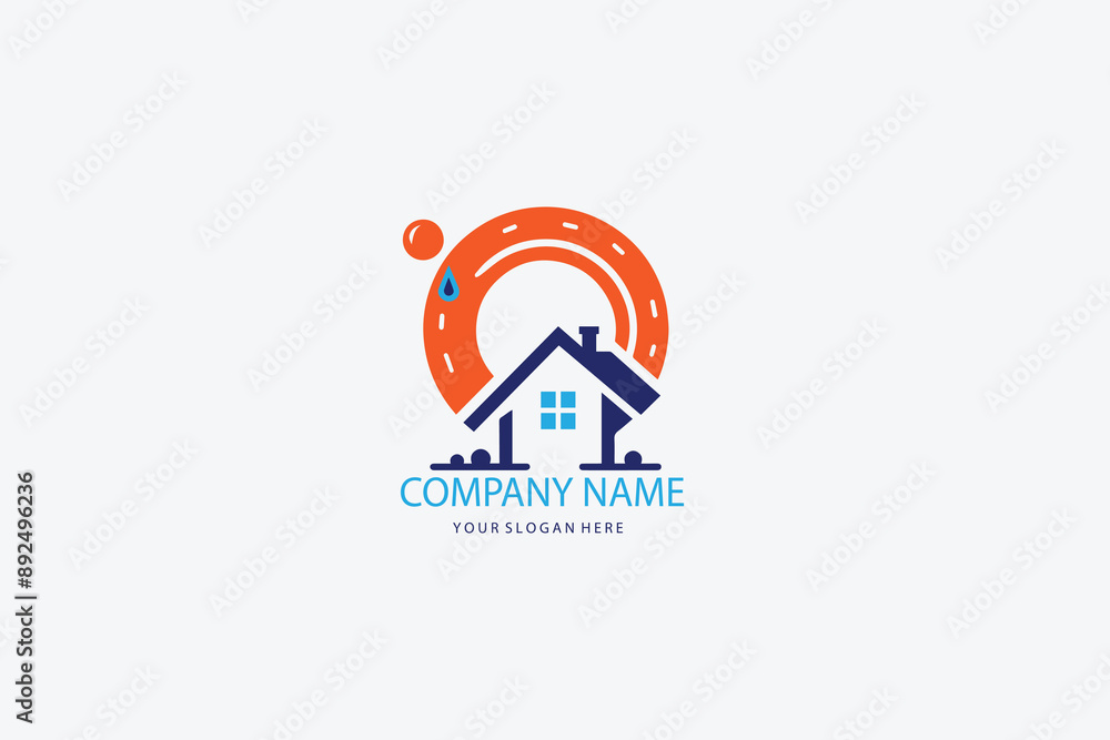 vector logo letter o with house vector logo letter o with house