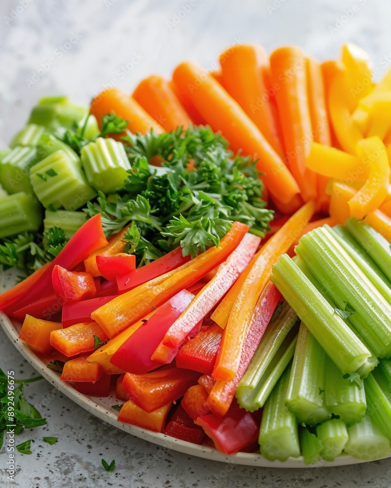 a platter of vegetables including celery, carrots and celery a platter of vegetables including celery, carrots and celery