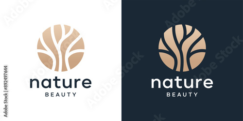 PrintAbstract beauty  tree, leaf and flower branch logo design inspiration