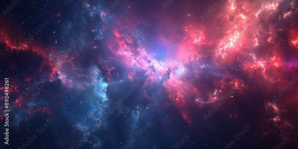 Fototapeta premium Colorful space galaxy cloud nebula. Stary night cosmos. Universe science astronomy. Supernova background wallpaper created by ai