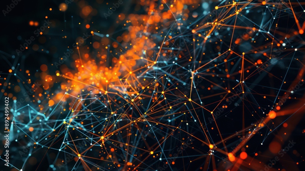 bstract network of bright orange and cool blue fibers on a black canvas, ideal for vibrant, eye-catching text overlays bstract network of bright orange and cool blue fibers on a black canvas, ideal for vibrant, eye-catching text overlays