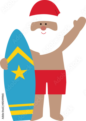 Beach Christmas Santa vector.
Beach summer Santa Claus svg.