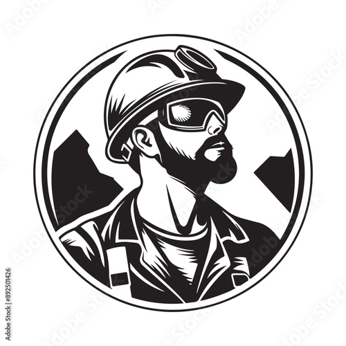 Worker with helmet Image vector Isolated on white