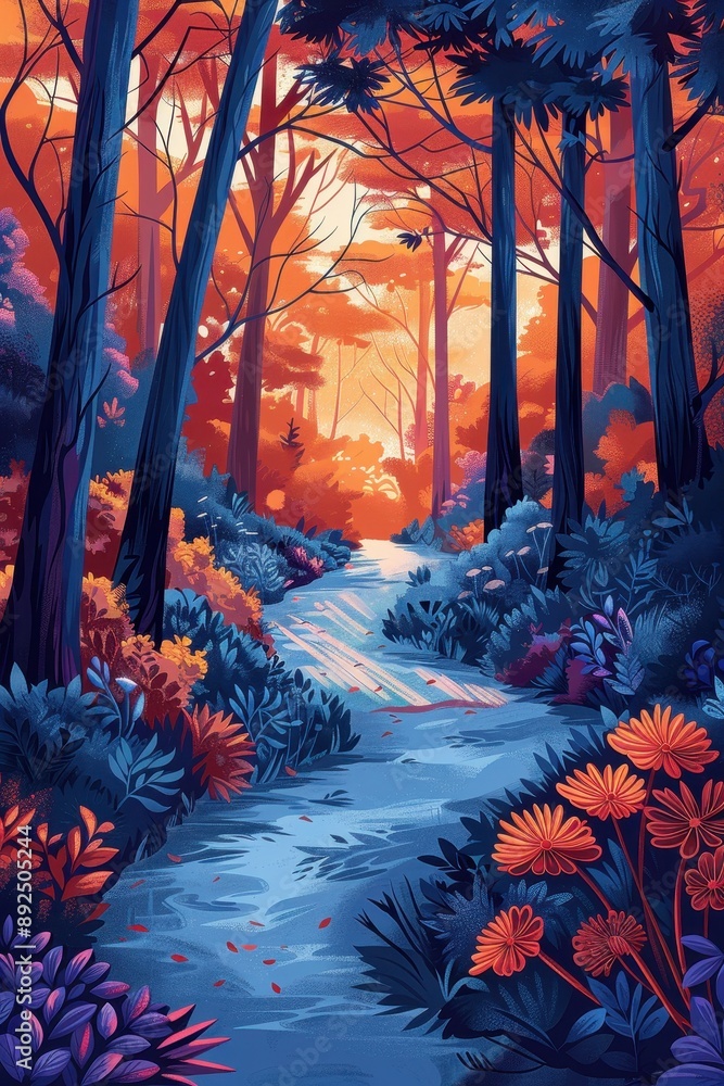 Fototapeta premium Forest Path Leading to the Sun